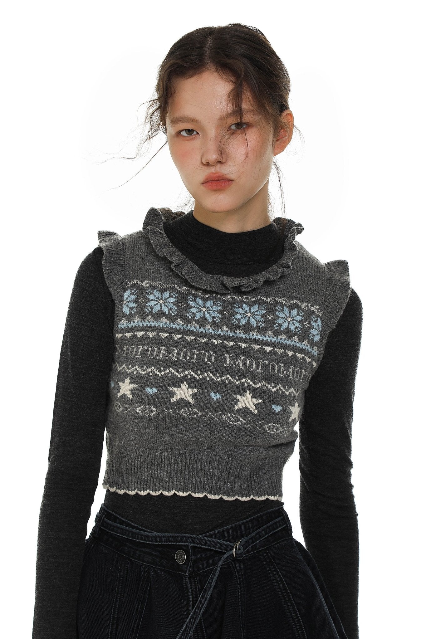 Retro Star Pattern Fair Isle Knit Vest - COPPING THREADS - MOROMORO