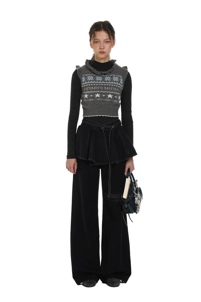 Fair-Isle-Strickweste mit Retro-Sternmuster Main Image