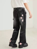 Retro Star Pattern Leather Patch Denim - COPPING THREADS - Harsh and Cruel