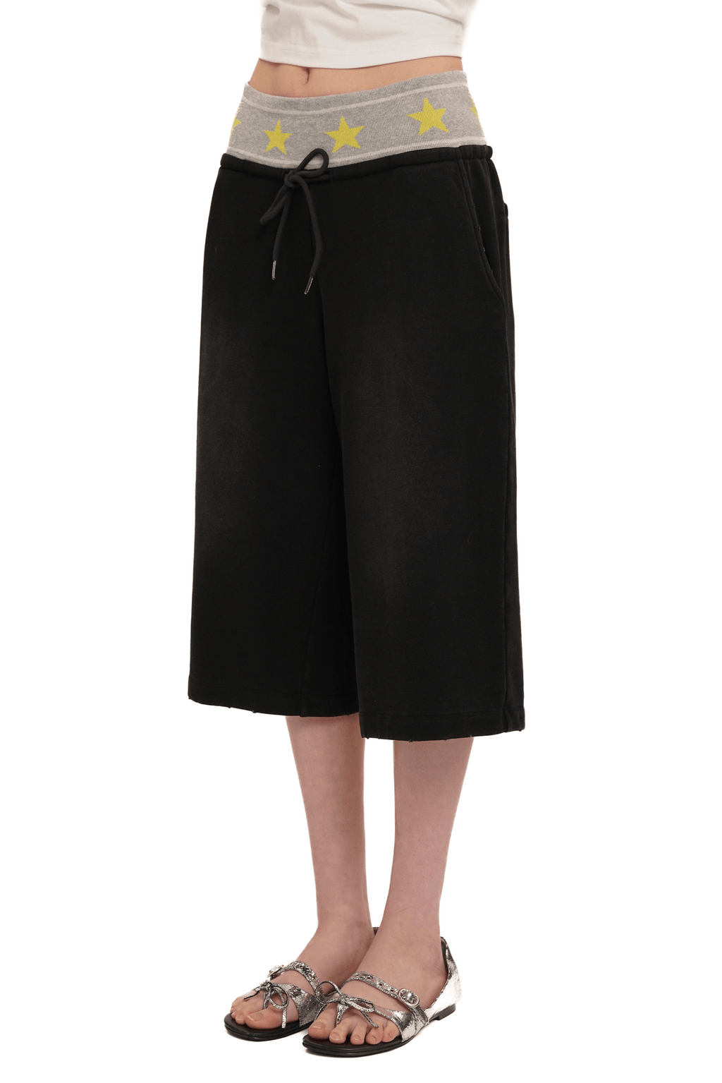 Retro Star‑Waist Mid‑Length Sweat Shorts - COPPING THREADS - MOROMORO