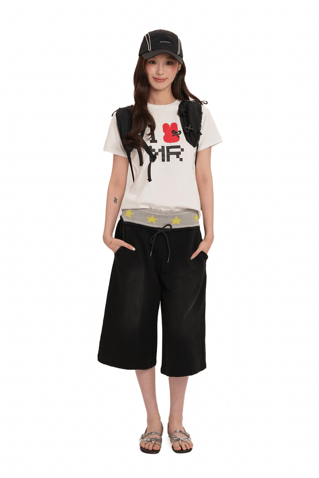 Retro Star‑Waist Mid‑Length Sweat Shorts - COPPING THREADS - MOROMORO