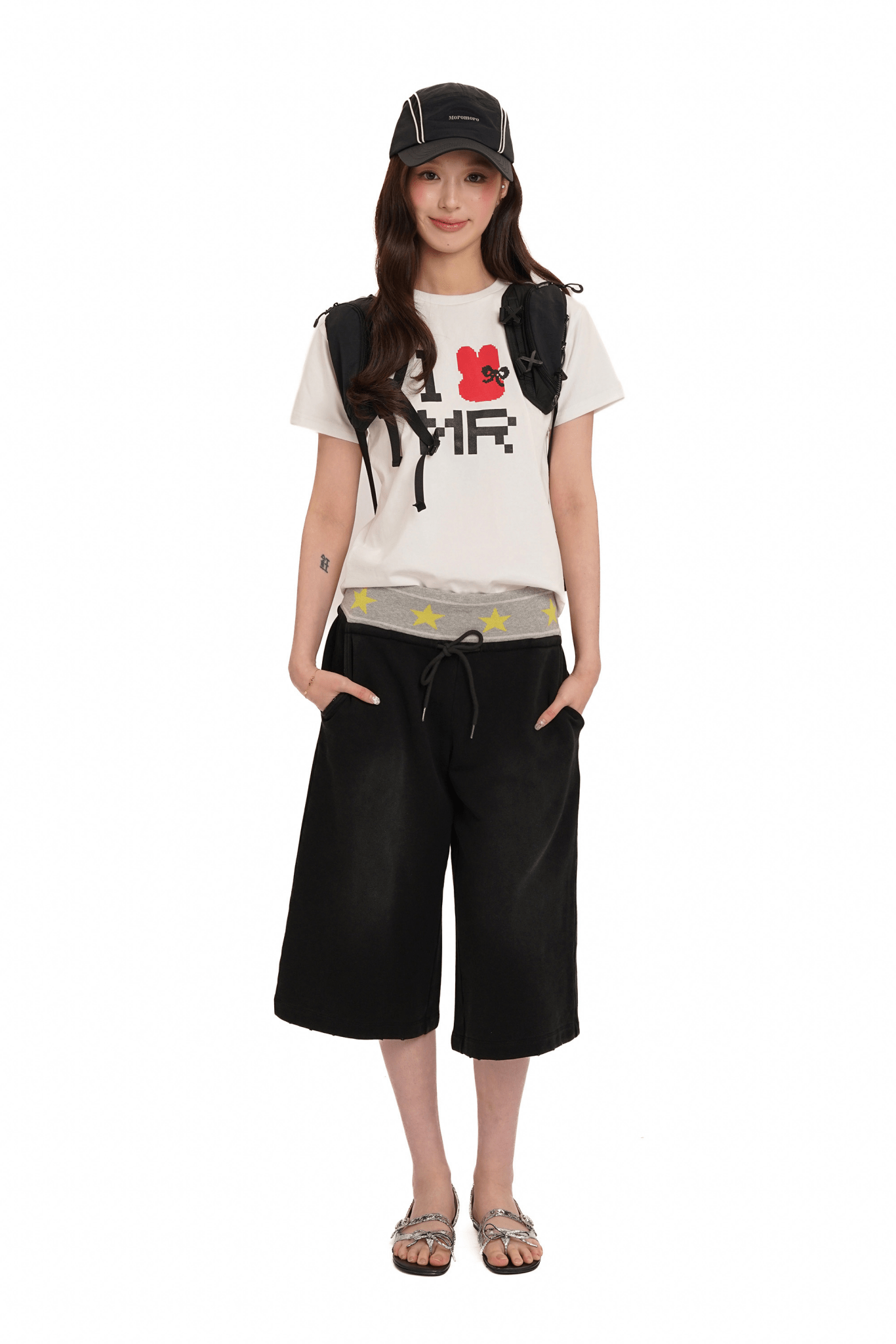 Retro Star‑Waist Mid‑Length Sweat Shorts - COPPING THREADS - MOROMORO