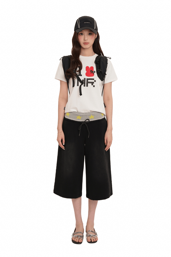 Retro Star‑Waist Mid‑Length Sweat Shorts - COPPING THREADS - MOROMORO