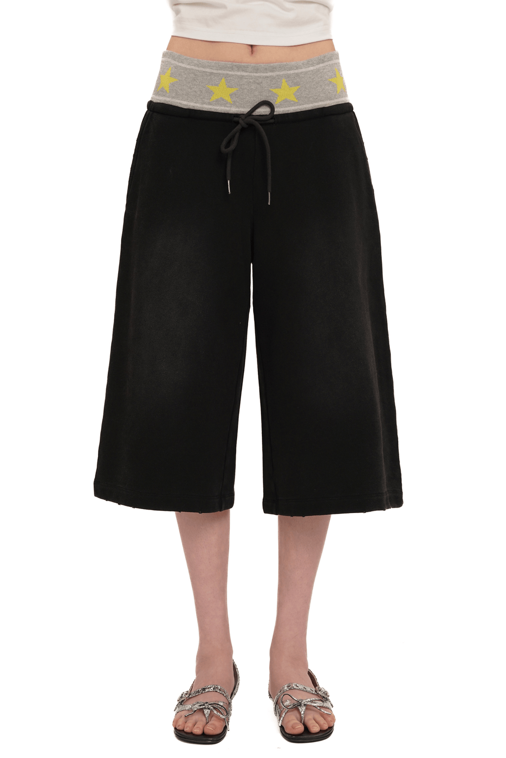 Retro Star‑Waist Mid‑Length Sweat Shorts - COPPING THREADS - MOROMORO