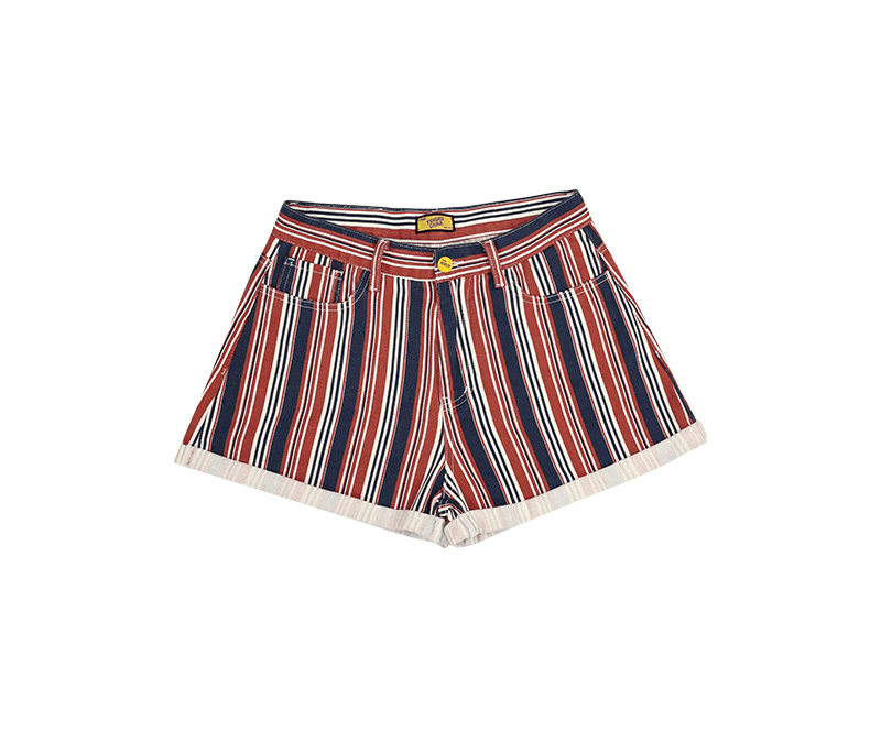 Retro Striped Cuffed Shorts - COPPING THREADS - Yokuku
