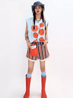 Retro Striped Cuffed Shorts - COPPING THREADS - Yokuku