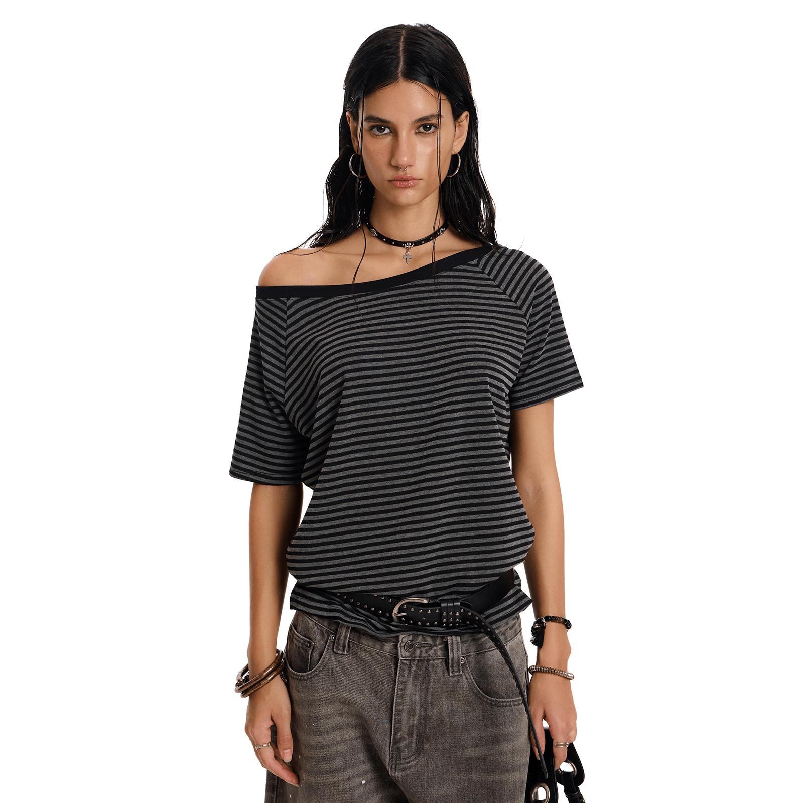 Retro Striped Off - Shoulder Tee - COPPING THREADS - 0123Start Hauptbild