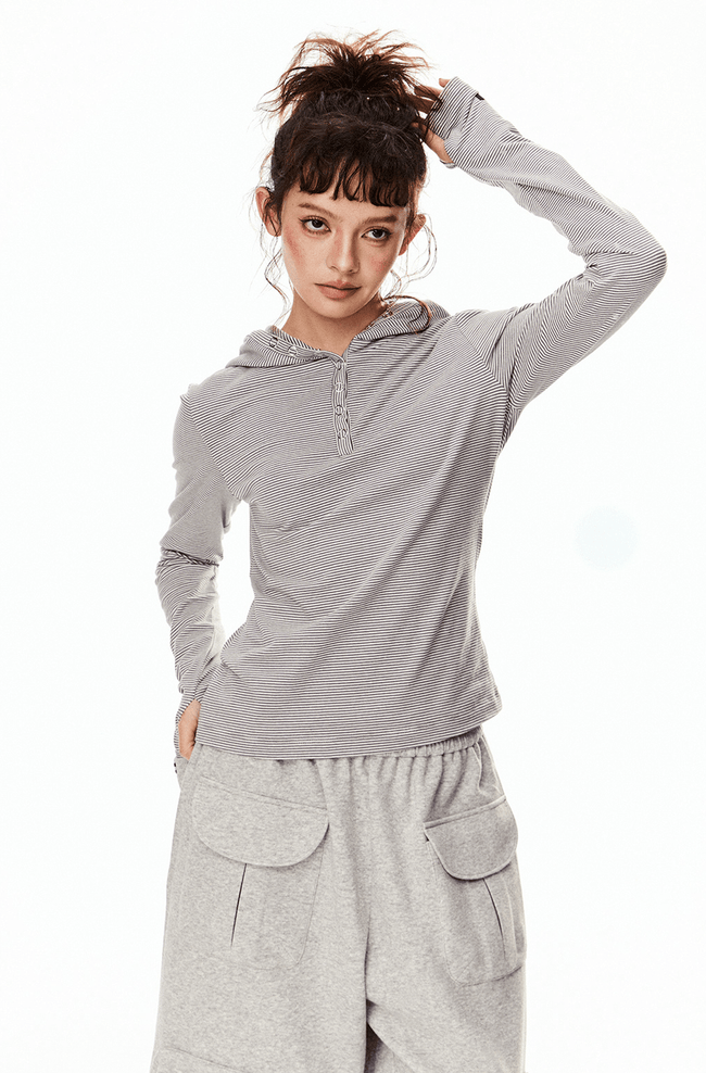 Retro Striped Slim - Fit Hoodie - COPPING THREADS - CT Select Hover Image