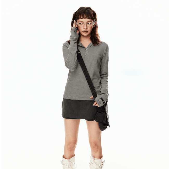 Retro Striped Slim-Fit Hoodie Main Image