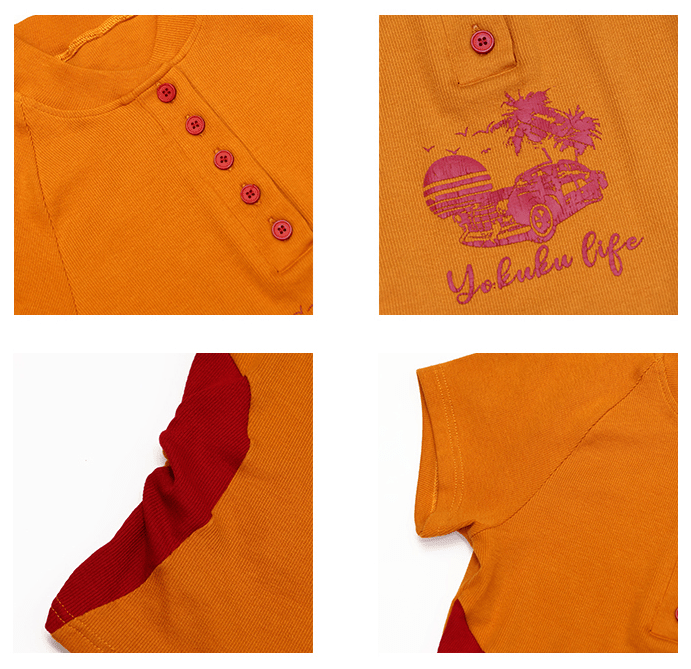 Retro Sunset Car Graphic Ribbed Tee - COPPING THREADS - Yokuku