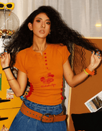 Retro Sunset Car Graphic Ribbed Tee - COPPING THREADS - Yokuku