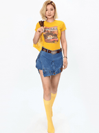 Retro Sunset Car Print Fitted Tee - COPPING THREADS - Yokuku