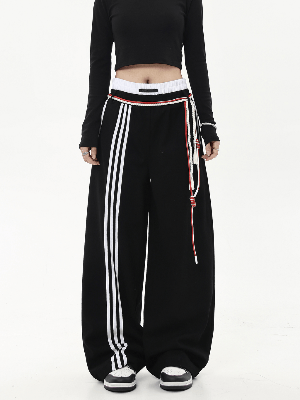 Retro Three - Stripe Drawstring Wide - Leg Sweatpants - COPPING THREADS - CT Select