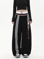 Retro Three - Stripe Drawstring Wide - Leg Sweatpants - COPPING THREADS - CT Select