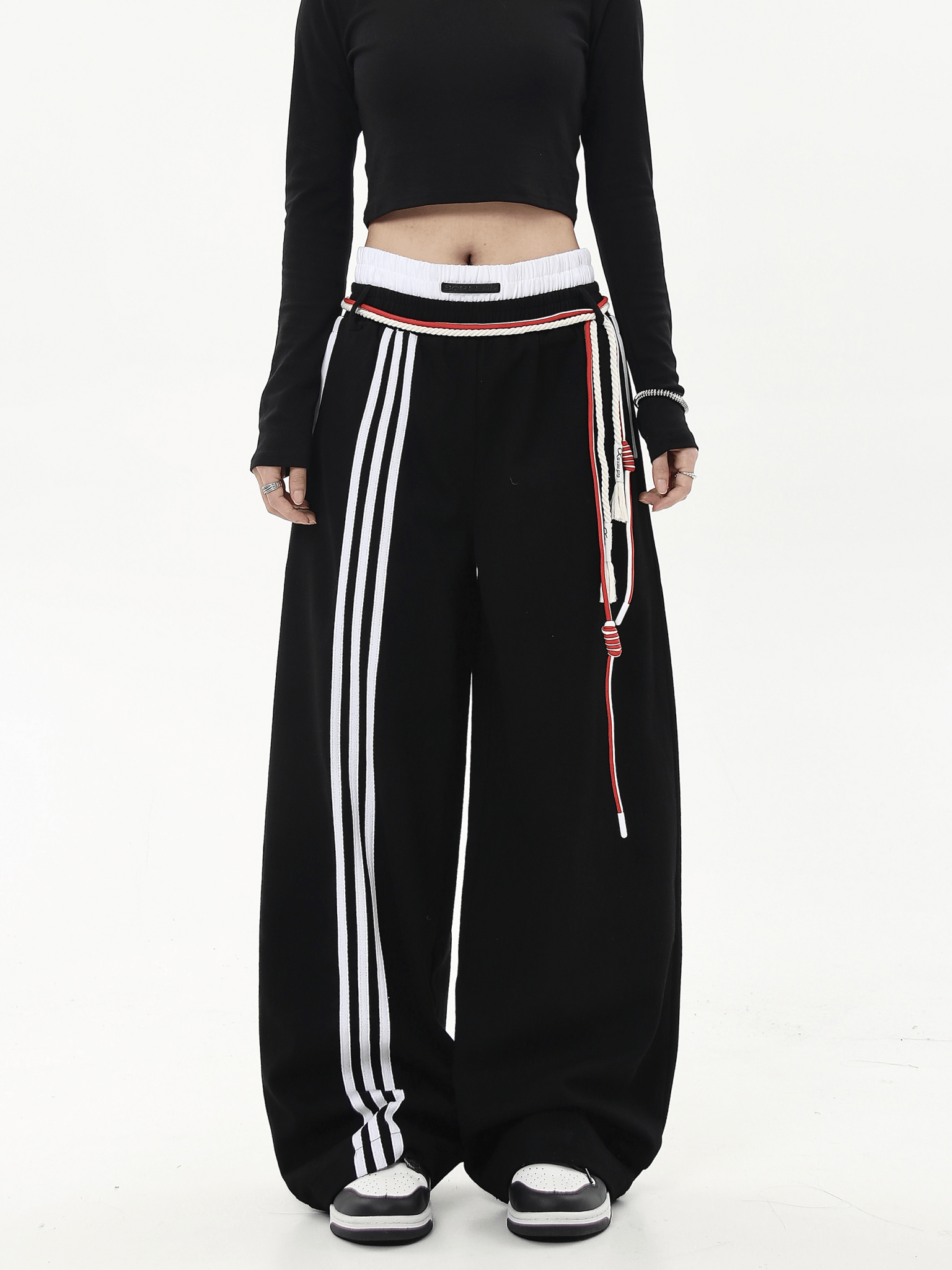 Retro Three - Stripe Drawstring Wide - Leg Sweatpants - COPPING THREADS - CT Select
