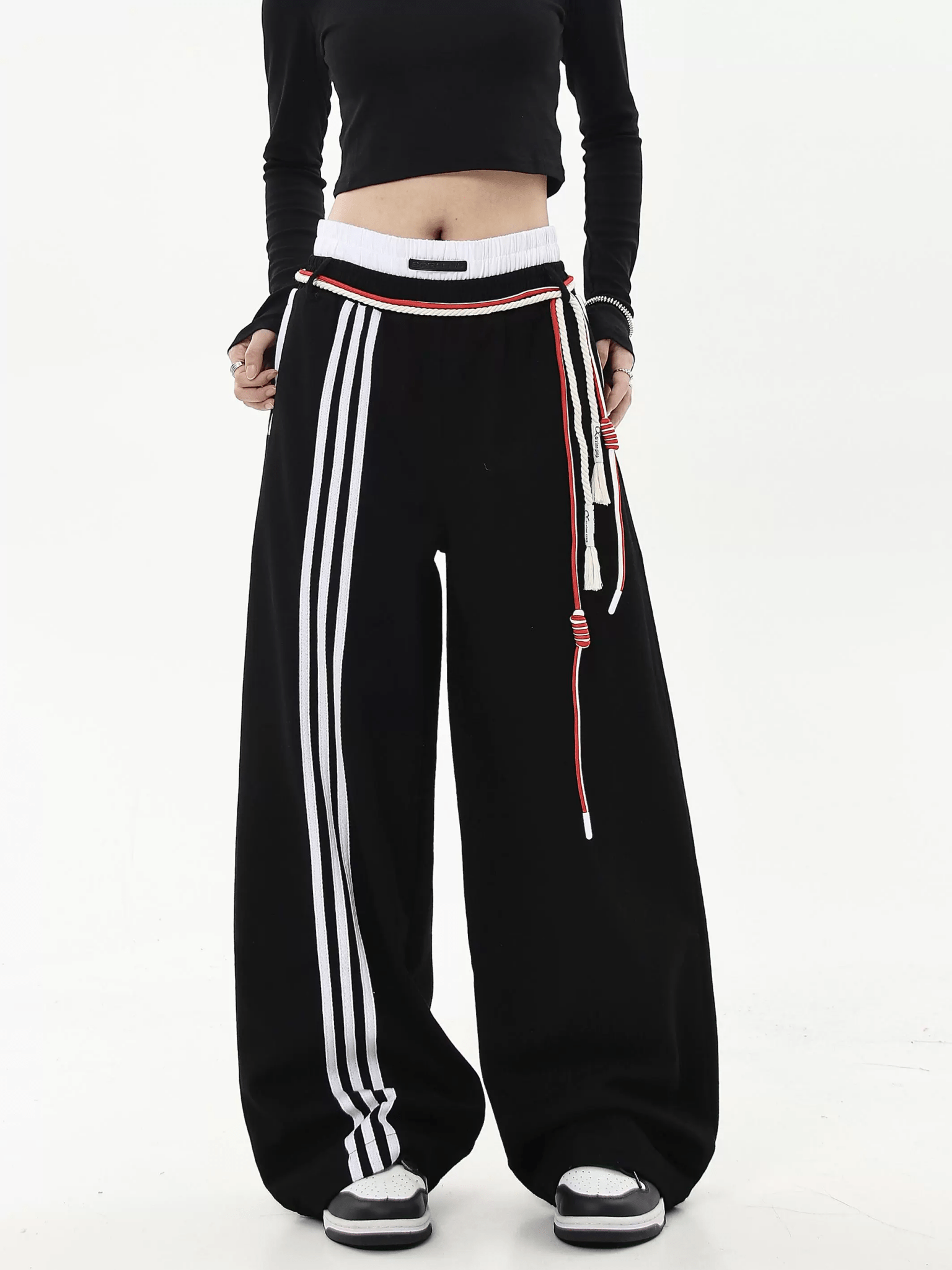Retro Three - Stripe Drawstring Wide - Leg Sweatpants - COPPING THREADS - CT Select