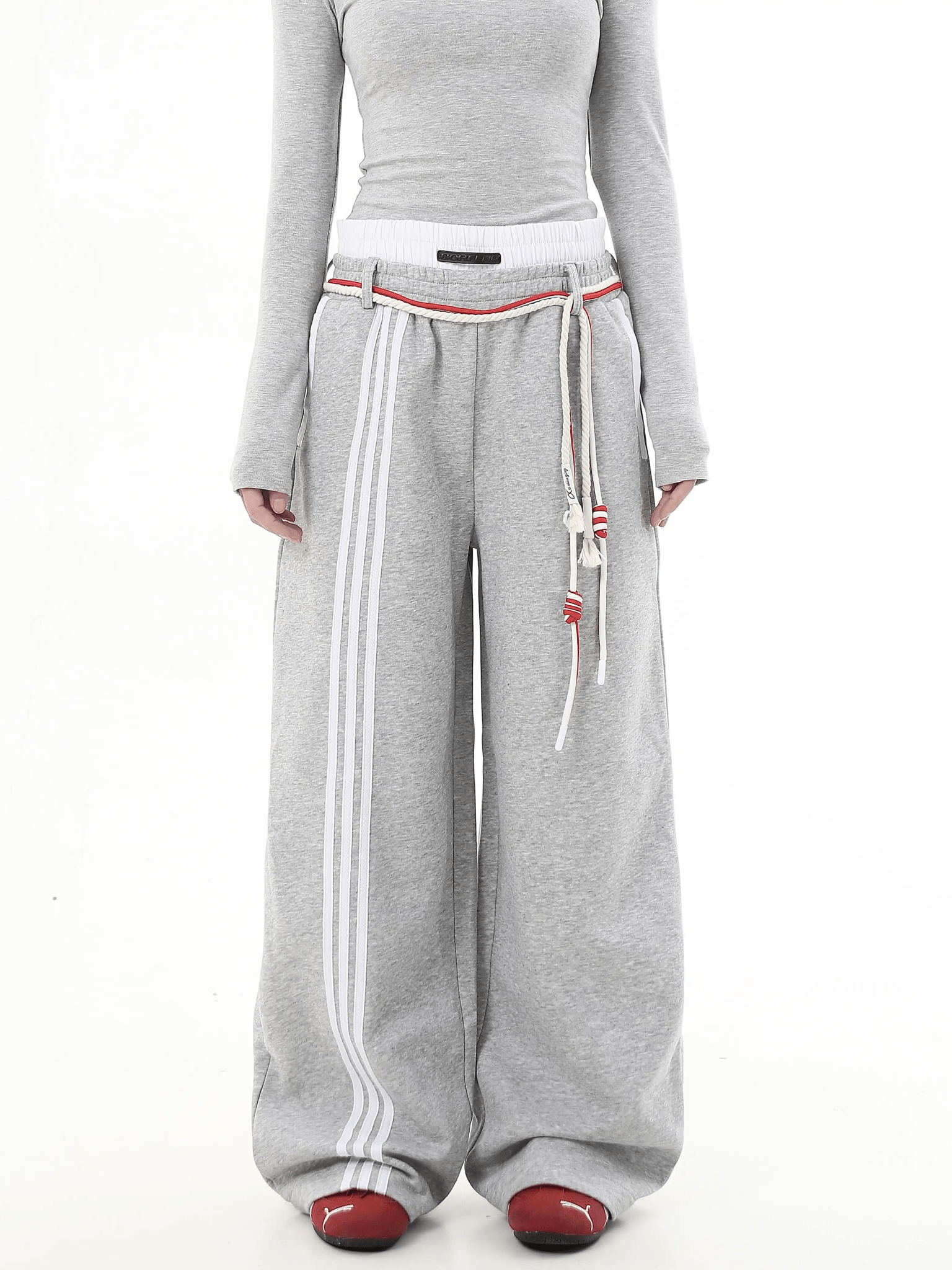 Retro Three - Stripe Drawstring Wide - Leg Sweatpants - COPPING THREADS - CT Select 메인 이미지