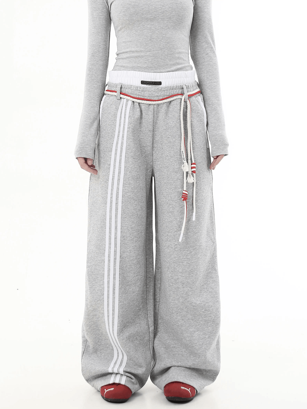 Retro Three - Stripe Drawstring Wide - Leg Sweatpants - COPPING THREADS - CT Select