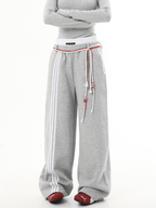Retro Three - Stripe Drawstring Wide - Leg Sweatpants - COPPING THREADS - CT Select