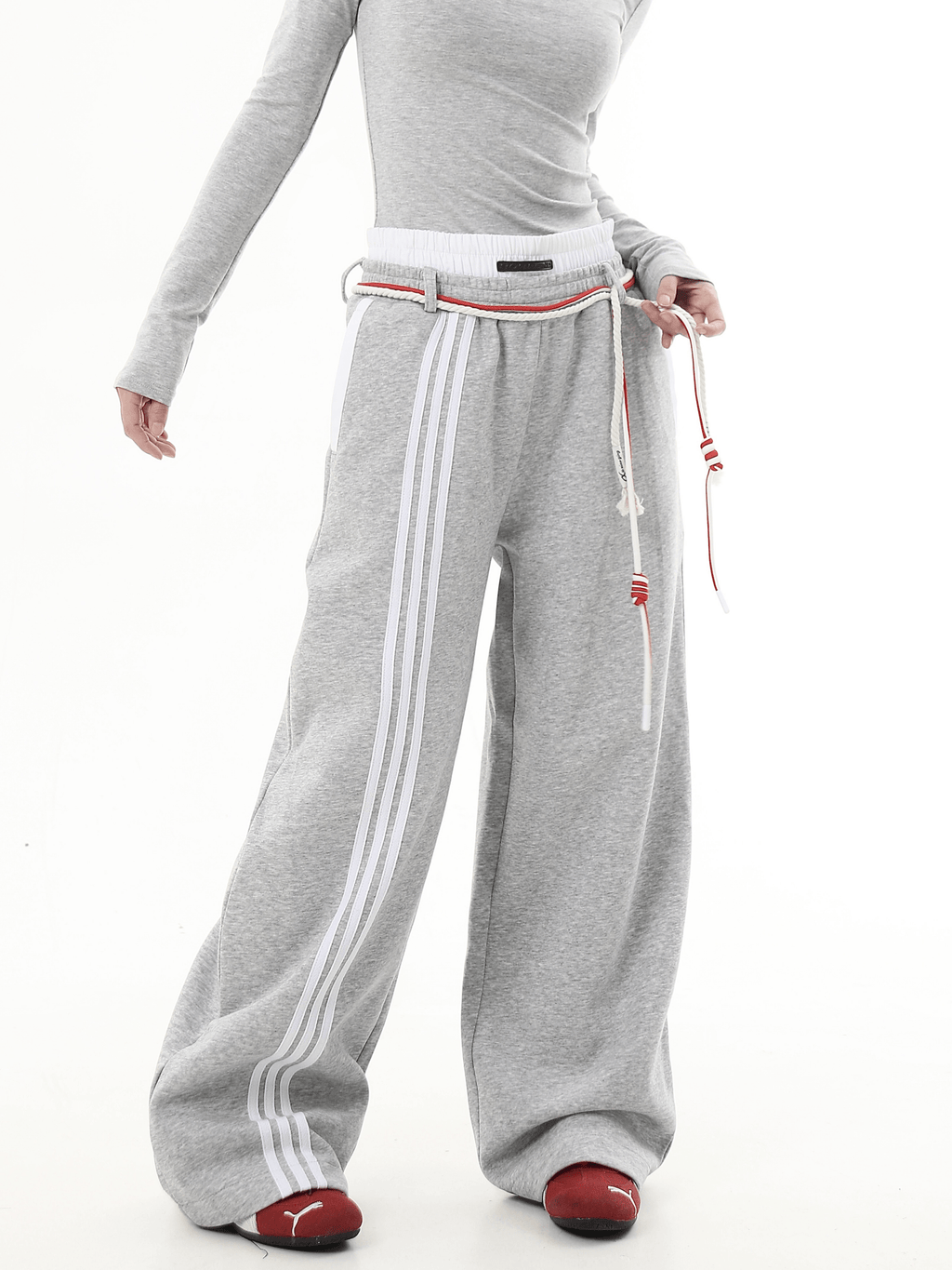 Retro Three - Stripe Drawstring Wide - Leg Sweatpants - COPPING THREADS - CT Select