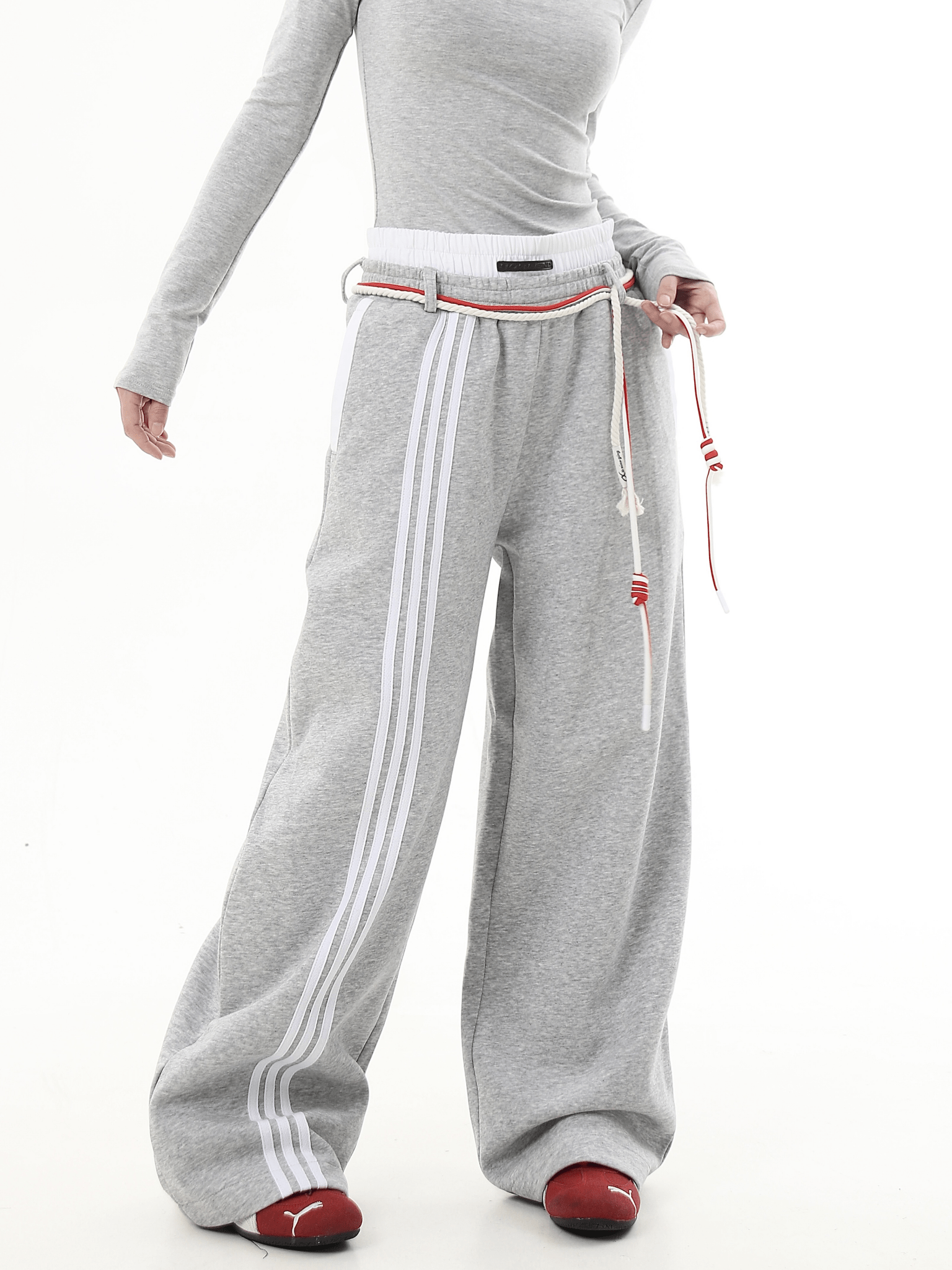 Retro Three - Stripe Drawstring Wide - Leg Sweatpants - COPPING THREADS - CT Select