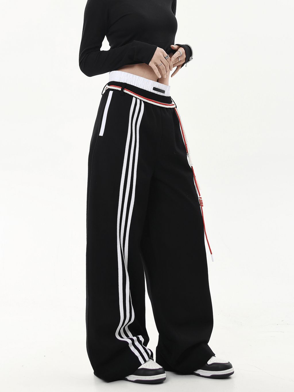 Retro Three - Stripe Drawstring Wide - Leg Sweatpants - COPPING THREADS - CT Select