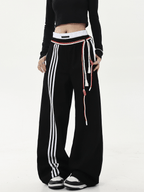 Retro Three - Stripe Drawstring Wide - Leg Sweatpants - COPPING THREADS - CT Select