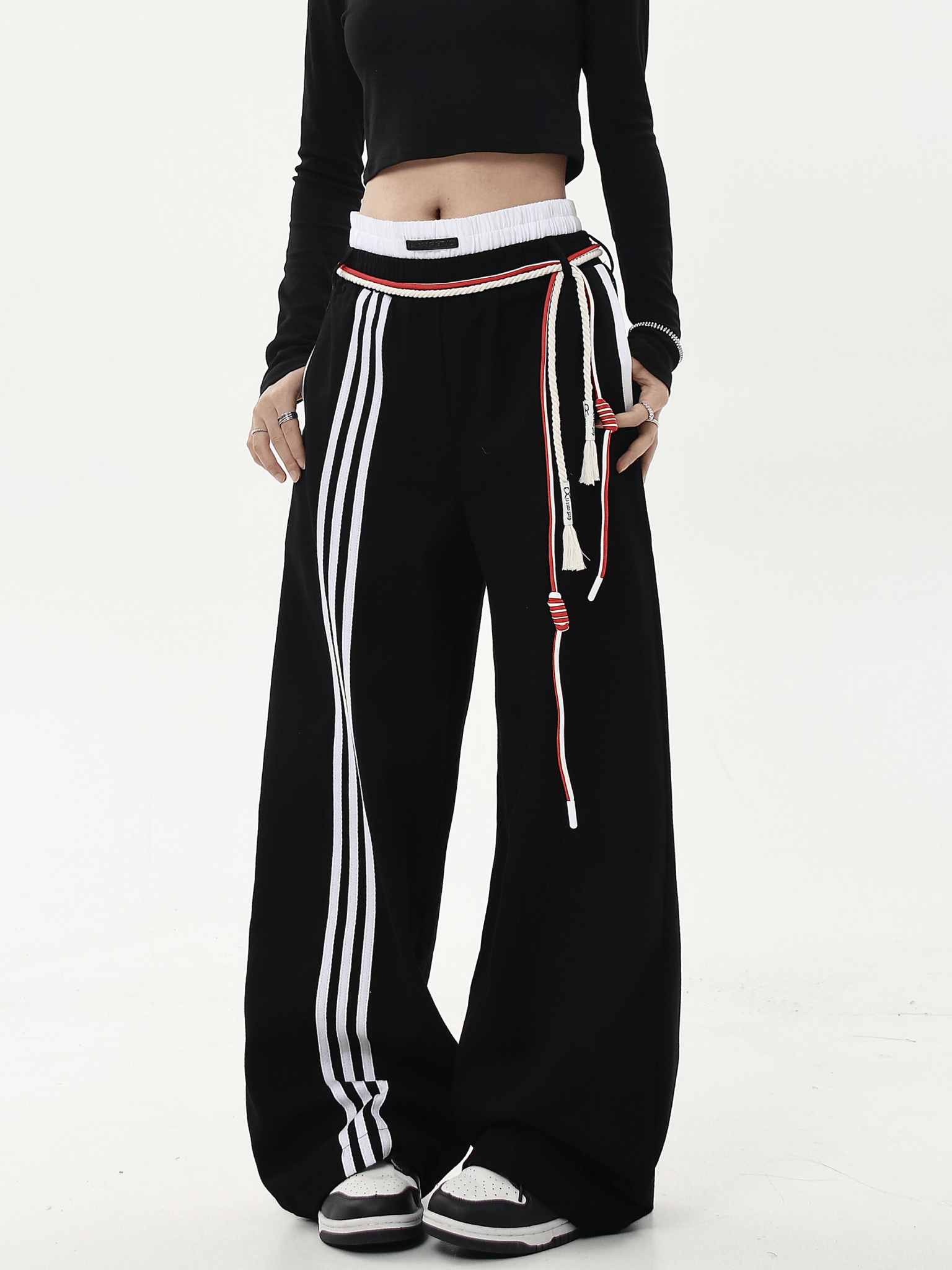 Retro Three - Stripe Drawstring Wide - Leg Sweatpants - COPPING THREADS - CT Select