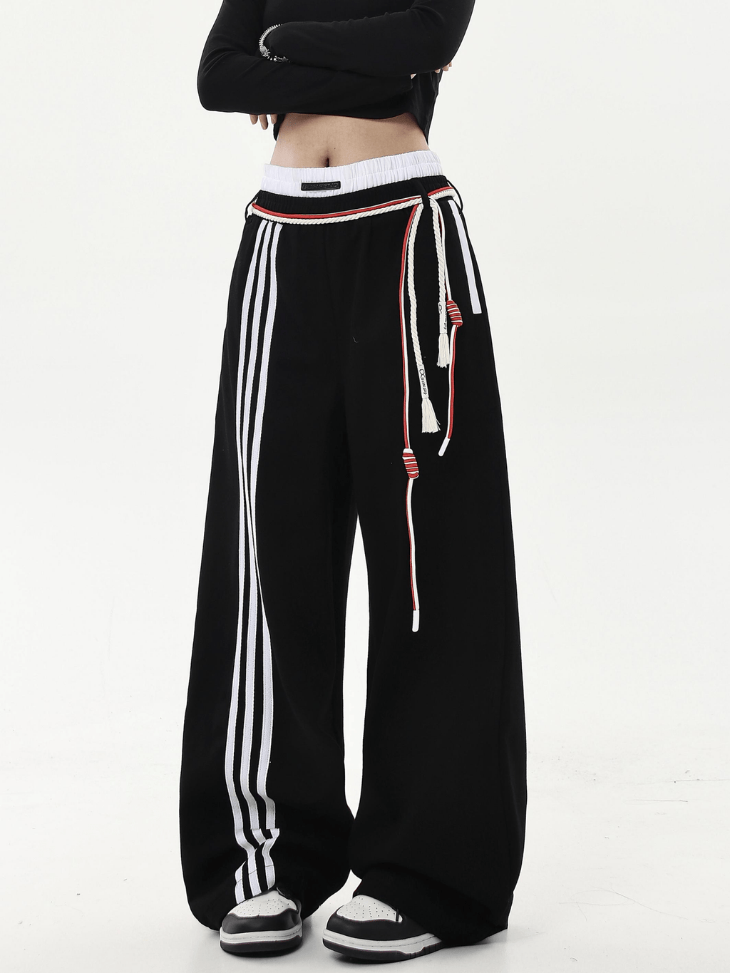 Retro Three - Stripe Drawstring Wide - Leg Sweatpants - COPPING THREADS - CT Select
