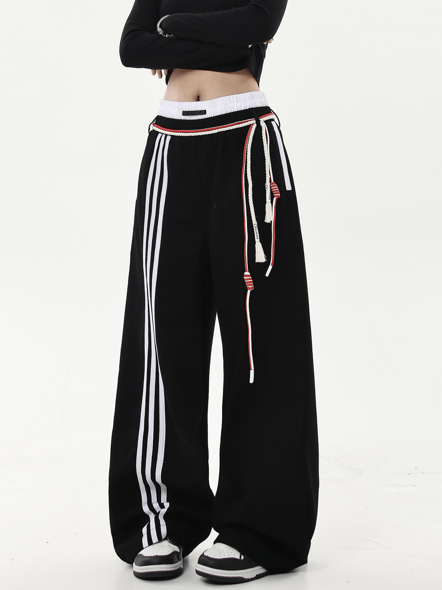 Retro Three - Stripe Drawstring Wide - Leg Sweatpants - COPPING THREADS - CT Select