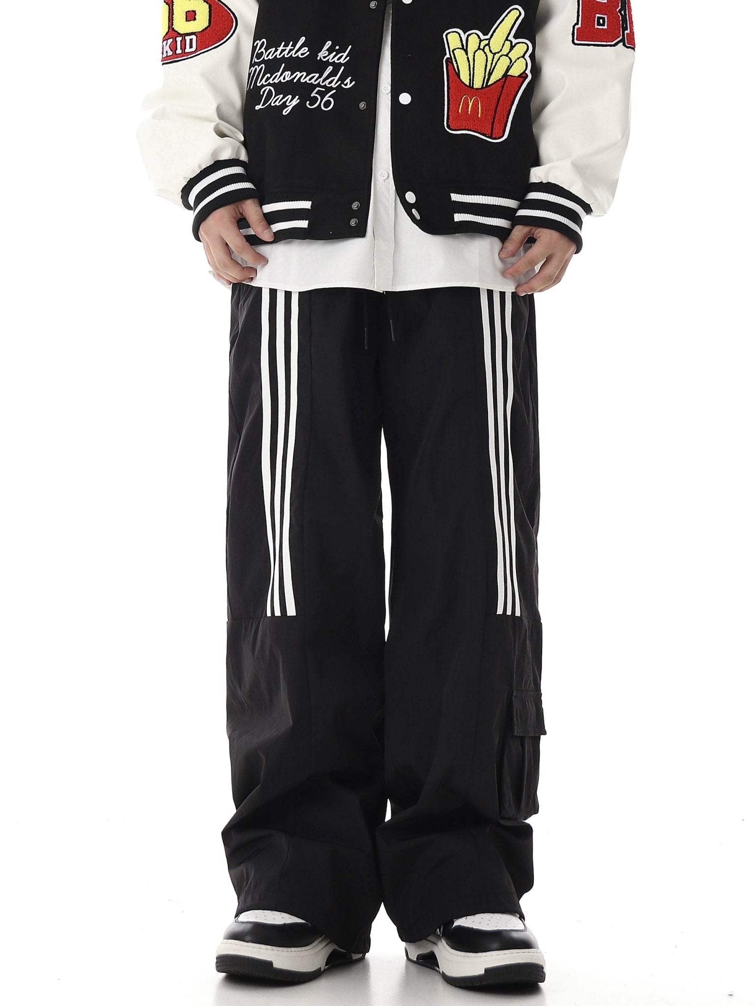 Retro Three - Stripe Wide - Leg Pants - COPPING THREADS - CHICISLAND