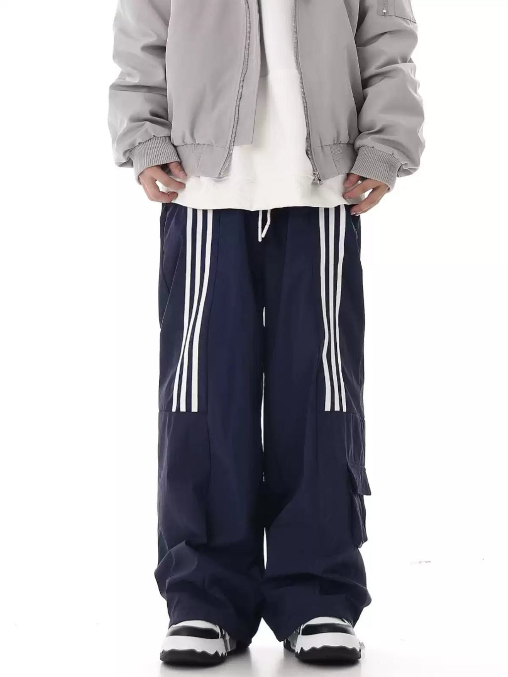 Retro Three - Stripe Wide - Leg Pants - COPPING THREADS - CHICISLAND