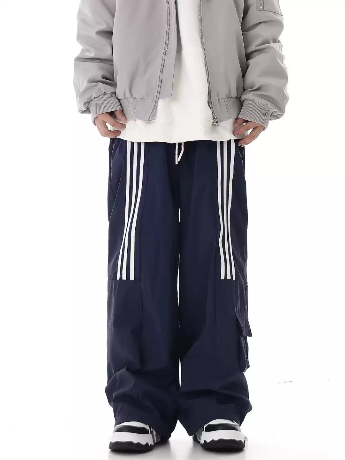 Retro Three - Stripe Wide - Leg Pants - COPPING THREADS - CHICISLAND