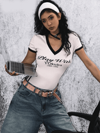 Retro V - Neck Letter Tee - COPPING THREADS - Yokuku