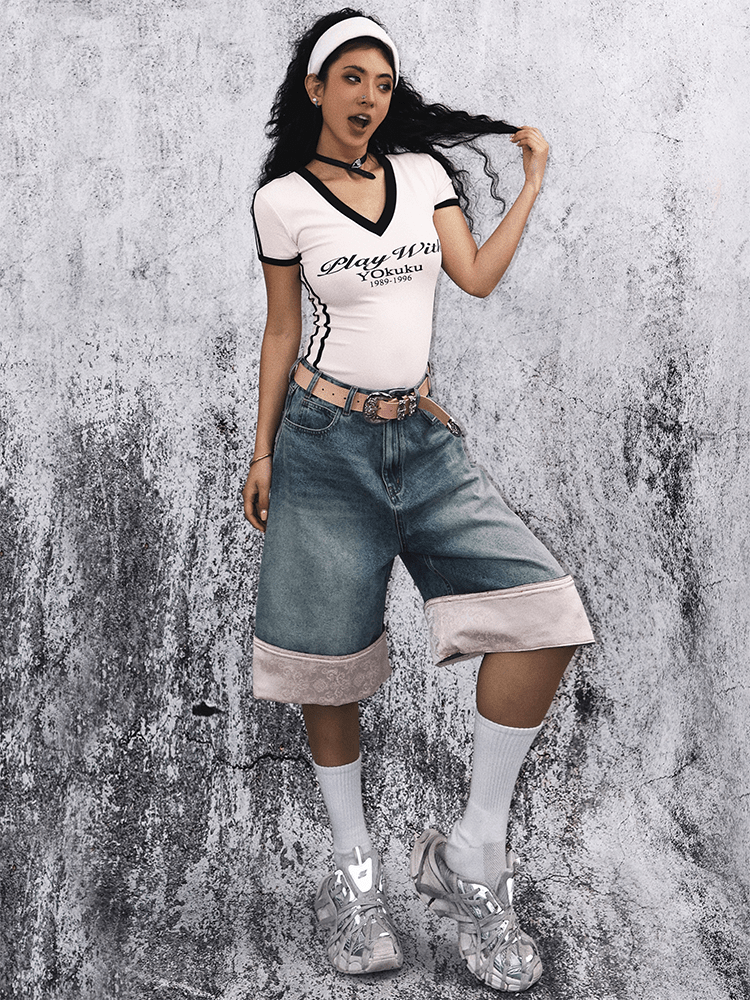 Retro V - Neck Letter Tee - COPPING THREADS - Yokuku