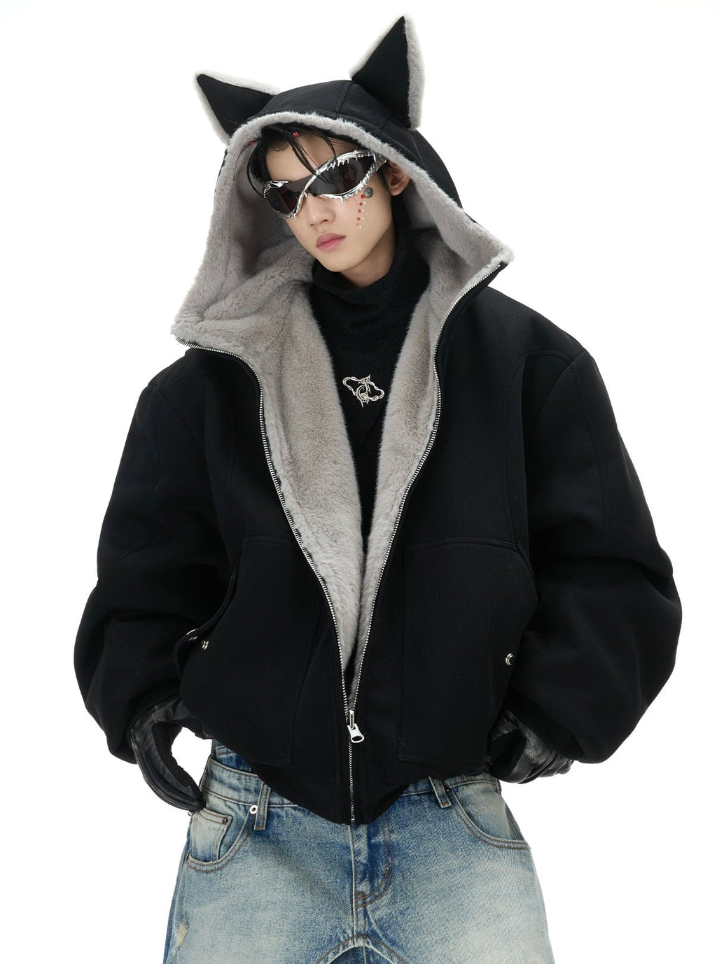 Reversible Fox Ear Fleece Hoodie Jacket - COPPING THREADS - ArguE CulturE
