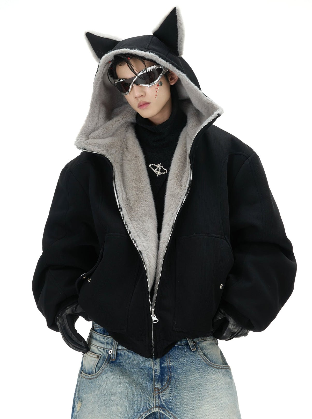 Reversible Fox Ear Fleece Hoodie Jacket - COPPING THREADS - ArguE CulturE