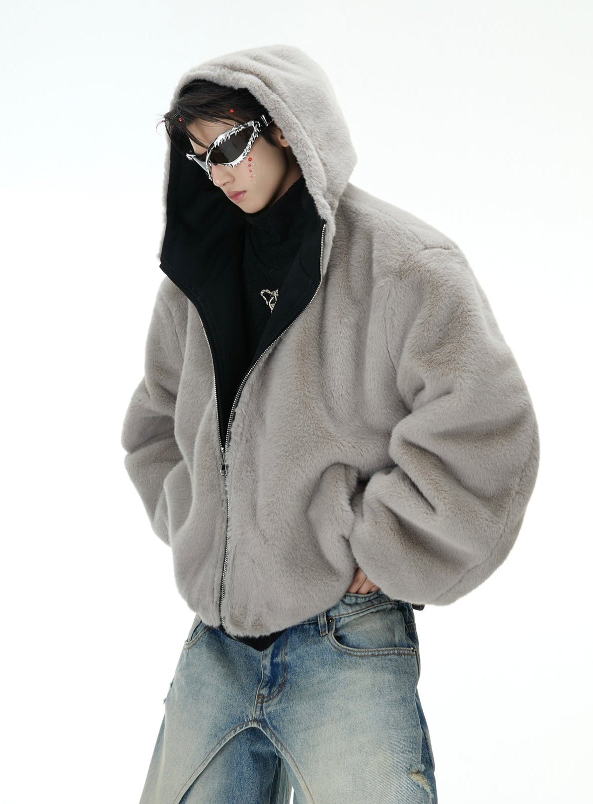 Reversible Fox Ear Fleece Hoodie Jacket - COPPING THREADS - ArguE CulturE