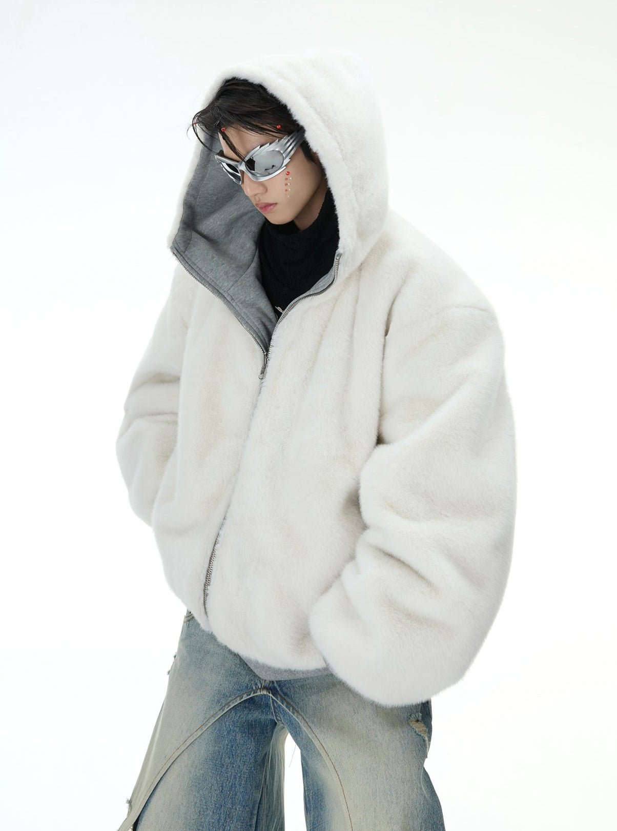 Reversible Fox Ear Fleece Hoodie Jacket - COPPING THREADS - ArguE CulturE