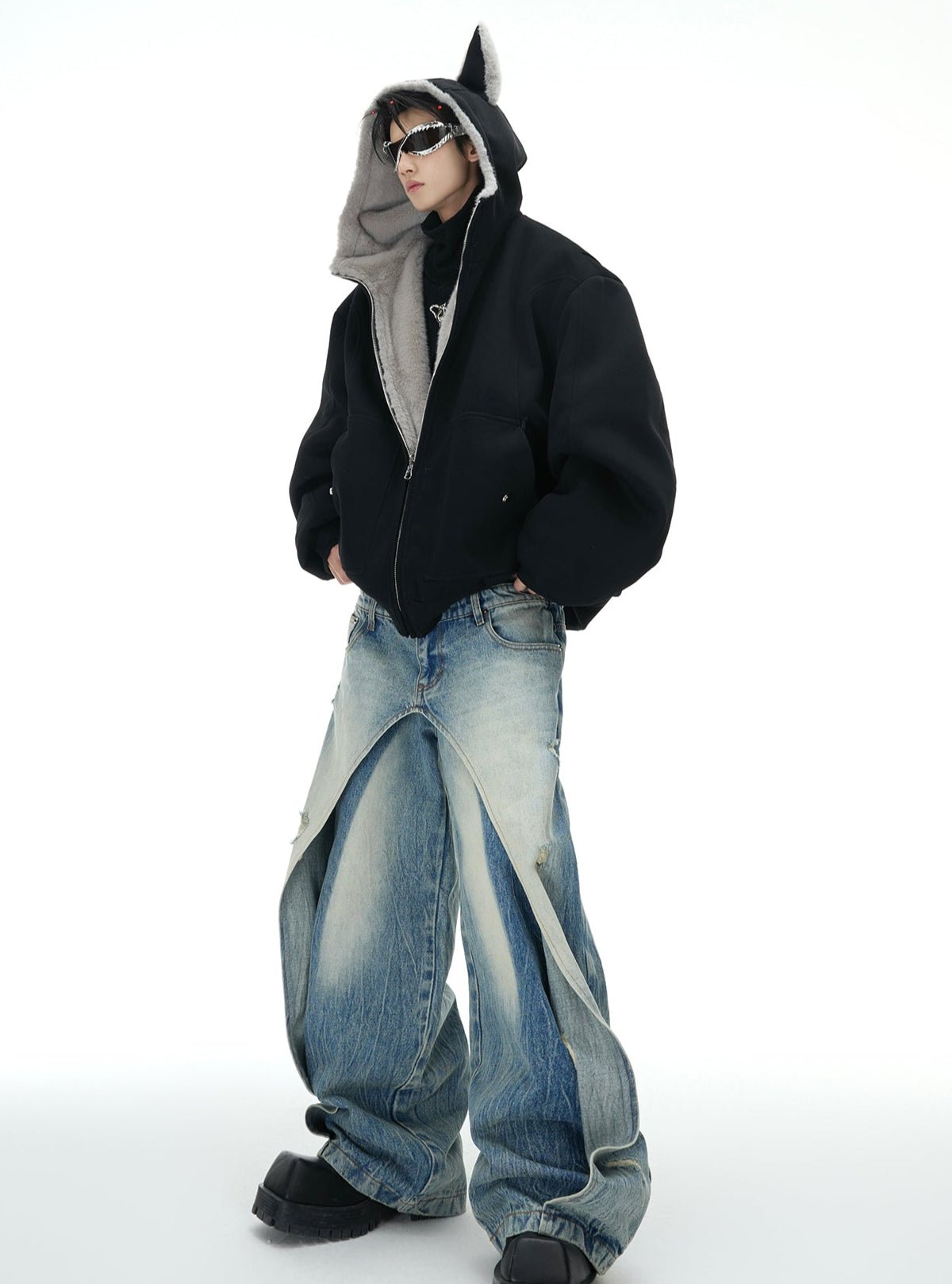 Reversible Fox Ear Fleece Hoodie Jacket Secondary image