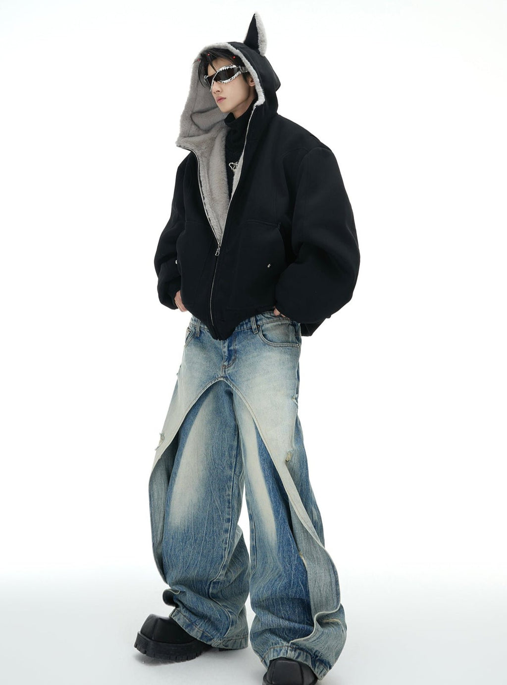 Reversible Fox Ear Fleece Hoodie Jacket - COPPING THREADS - ArguE CulturE