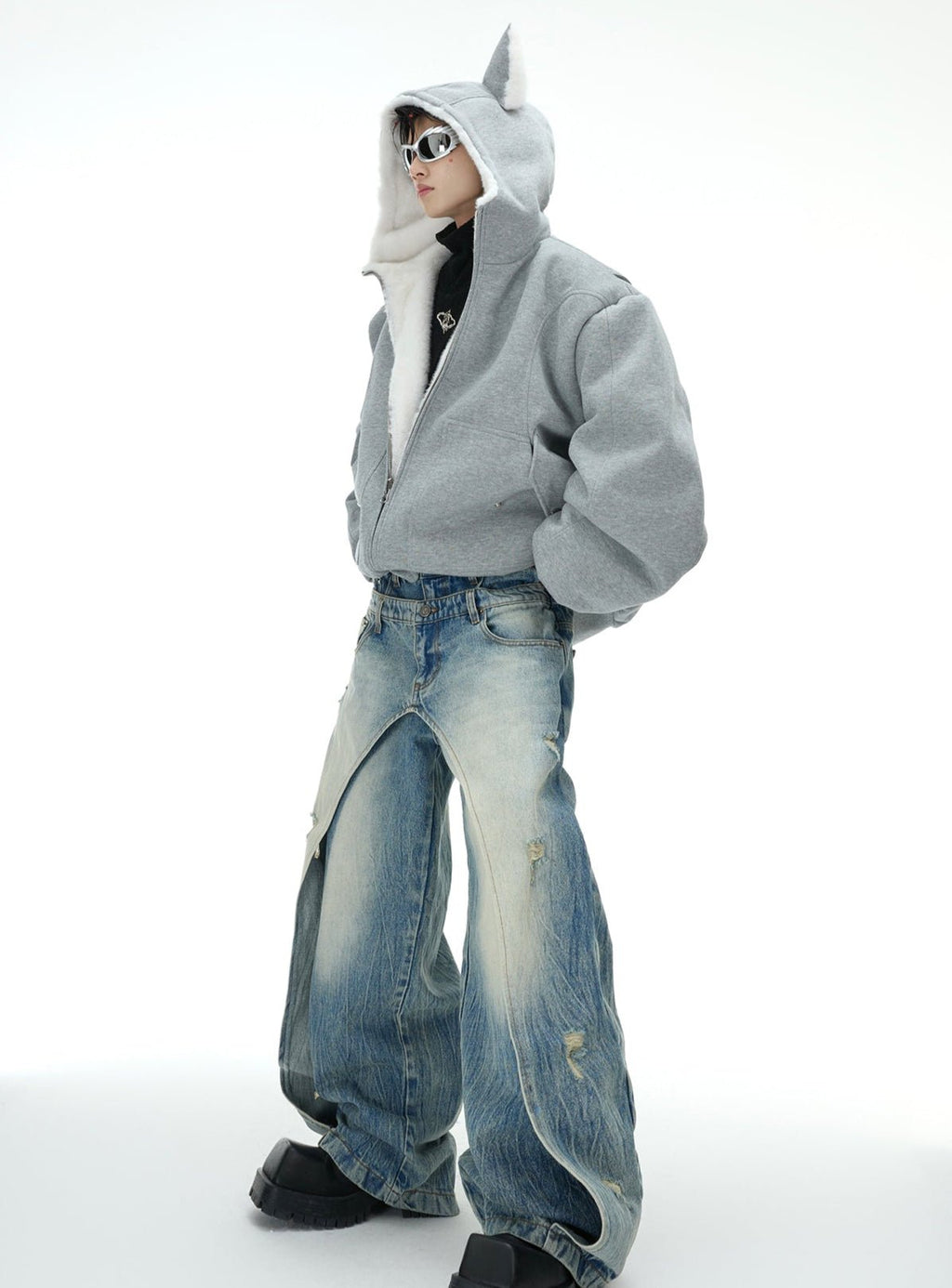 Reversible Fox Ear Fleece Hoodie Jacket - COPPING THREADS - ArguE CulturE