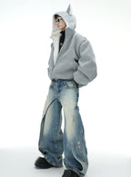 Reversible Fox Ear Fleece Hoodie Jacket - COPPING THREADS - ArguE CulturE