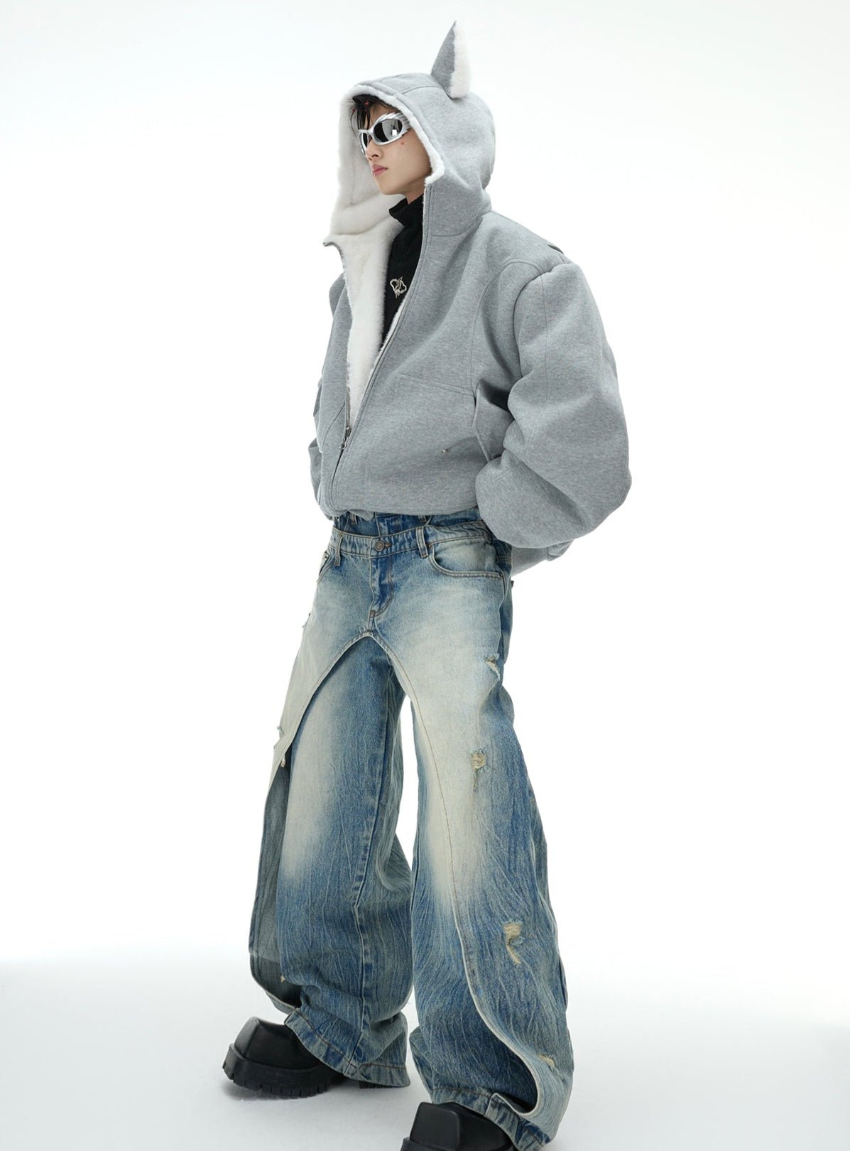 Reversible Fox Ear Fleece Hoodie Jacket - COPPING THREADS - ArguE CulturE