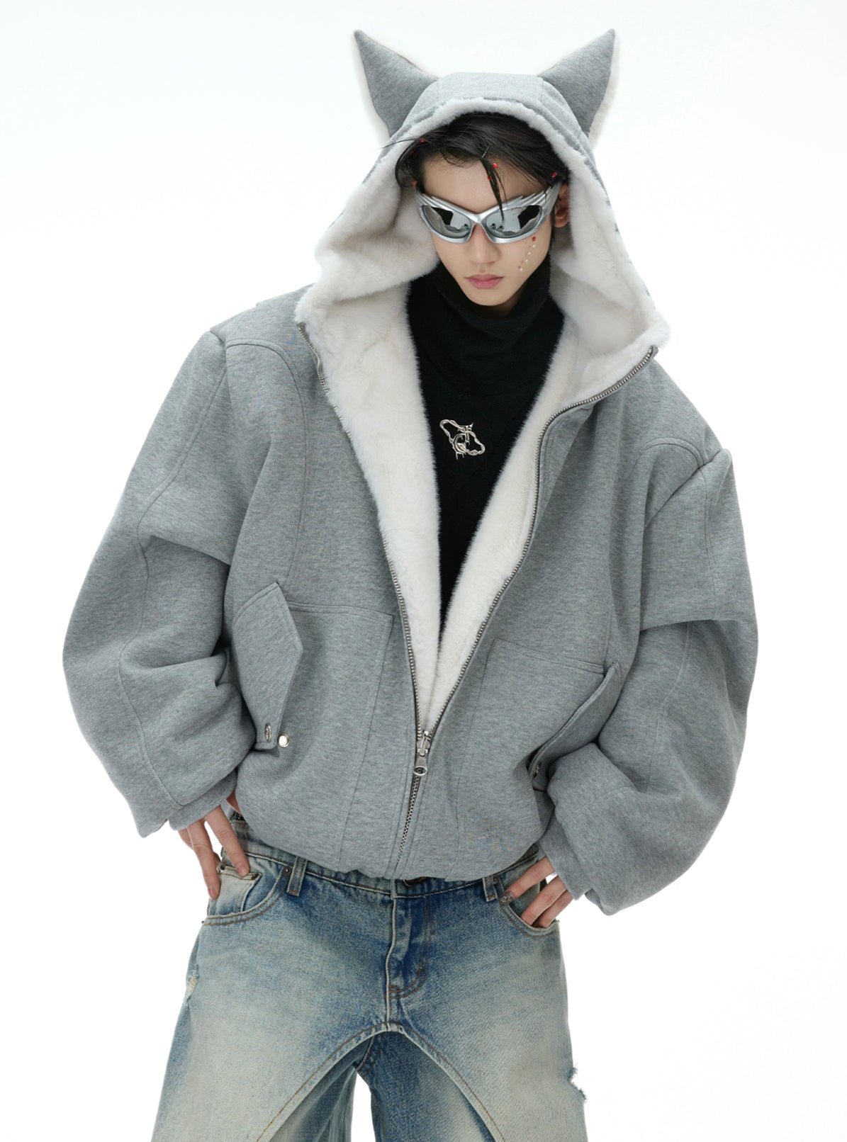 Reversible Fox Ear Fleece Hoodie Jacket - COPPING THREADS - ArguE CulturE