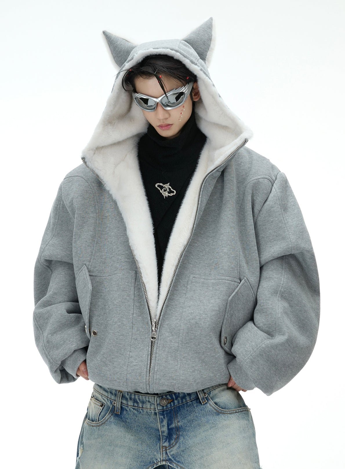 Reversible Fox Ear Fleece Hoodie Jacket - COPPING THREADS - ArguE CulturE