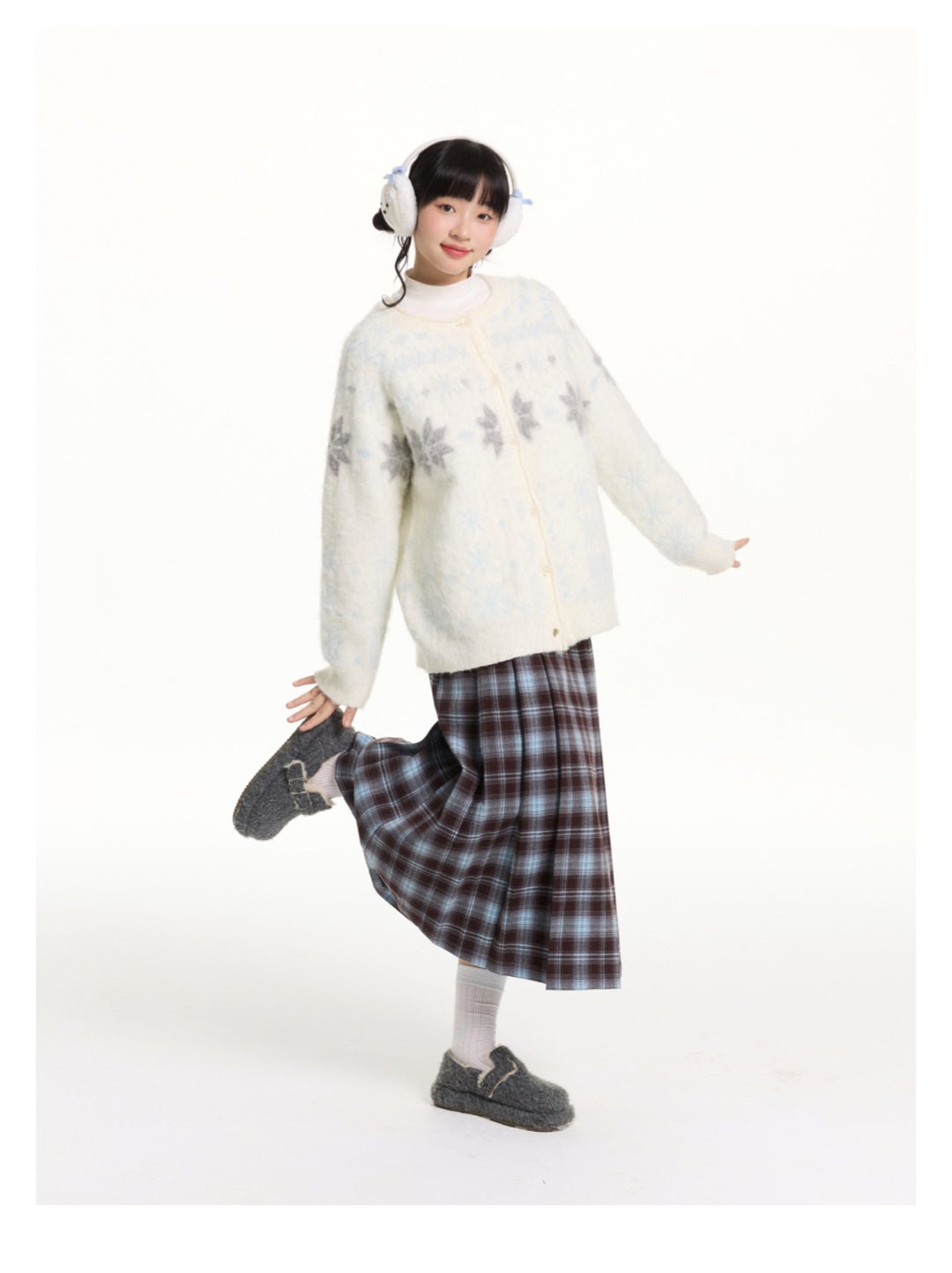 Reversible Snowflake Mohair Knit Cardigan - COPPING THREADS - CHICISLAND