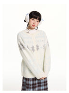 Reversible Snowflake Mohair Knit Cardigan - COPPING THREADS - CHICISLAND