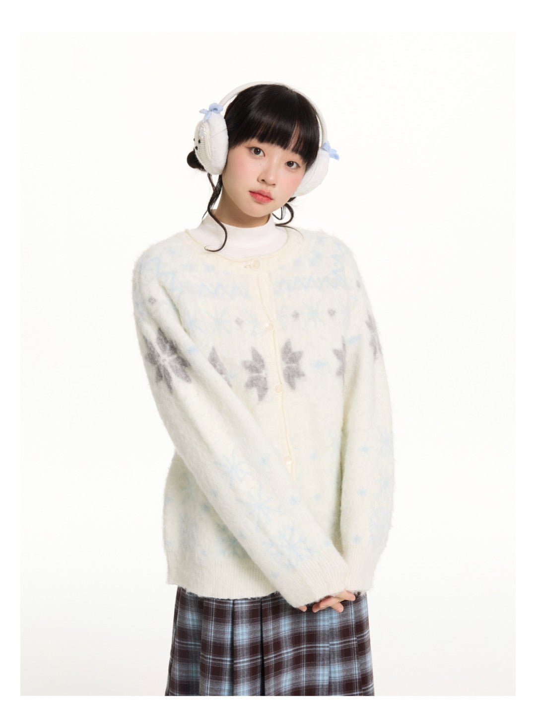 Reversible Snowflake Mohair Knit Cardigan - COPPING THREADS - CHICISLAND