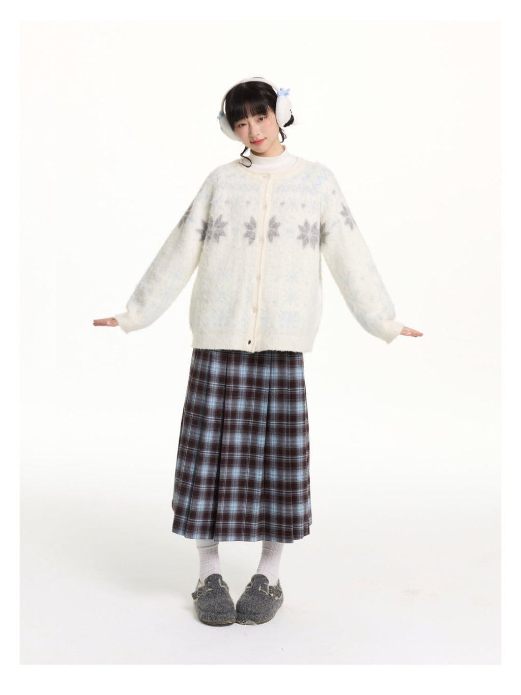 Reversible Snowflake Mohair Knit Cardigan - COPPING THREADS - CHICISLAND